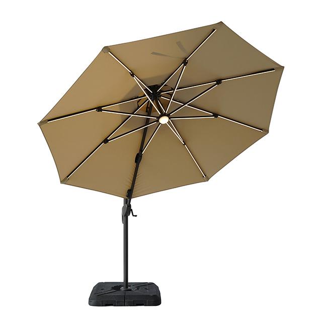 Fera 10 Ft Round Umbrella w/ LED Bulb + 37" Large Base - Visions in Furniture (La Mirada, CA)