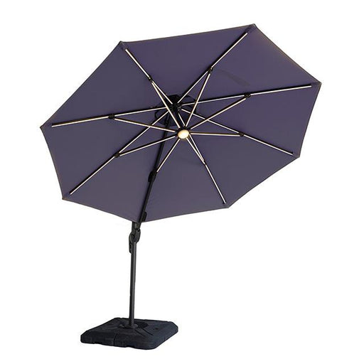 Fera 10 Ft Round Umbrella w/ LED Bulb + 37" Large Base - Visions in Furniture (La Mirada, CA)