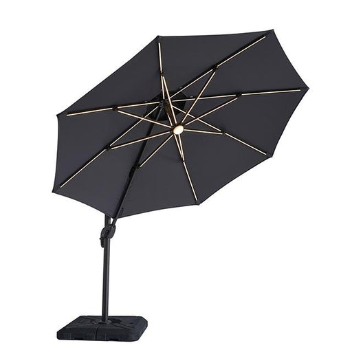 Fera 10 Ft Round Umbrella w/ LED Bulb + 37" Large Base - Visions in Furniture (La Mirada, CA)