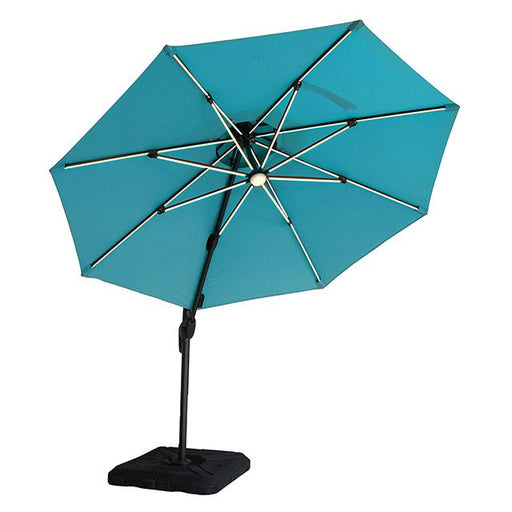 Fera 10 Ft Round Umbrella w/ LED Bulb + 37" Large Base - Visions in Furniture (La Mirada, CA)
