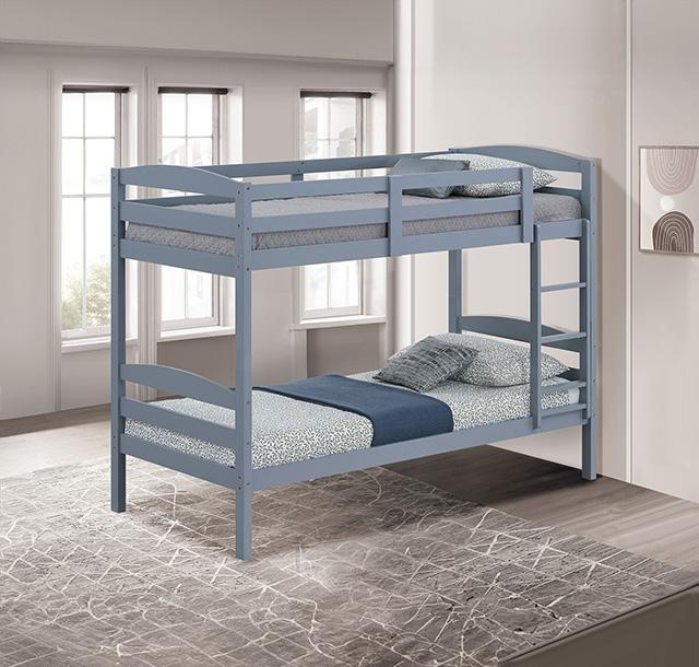 Finsbury Twin Twin Bunk Bed Espresso, Grey & White - Visions in Furniture (La Mirada, CA)