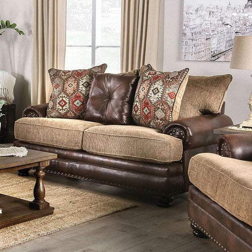 Fletcher Brown/Tan Love Seat - Visions in Furniture (La Mirada, CA)