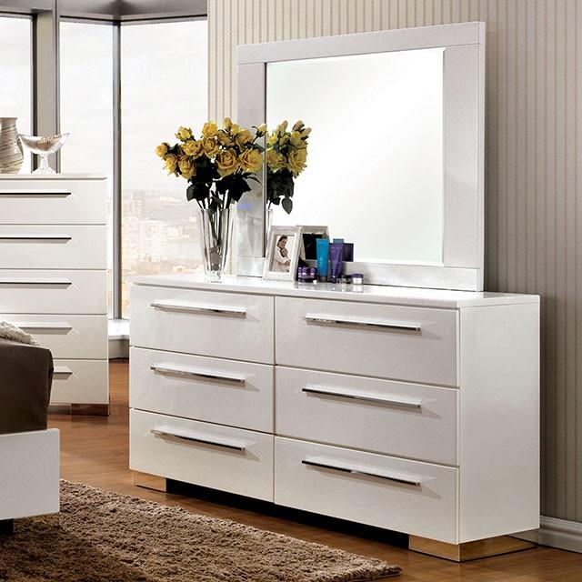 CLEMENTINE Glossy White Mirror - Visions in Furniture (La Mirada, CA)
