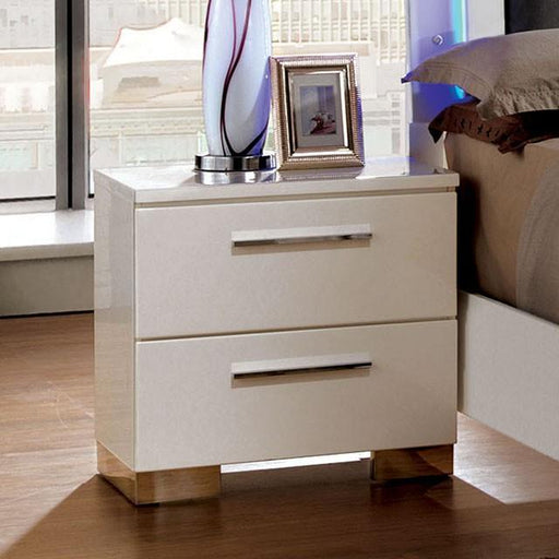 CLEMENTINE Glossy White Night Stand - Visions in Furniture (La Mirada, CA)