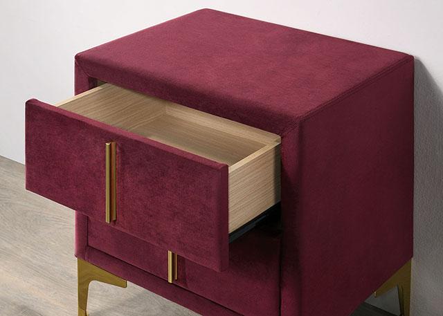 FLORIZEL Night Stand, Red - Visions in Furniture (La Mirada, CA)