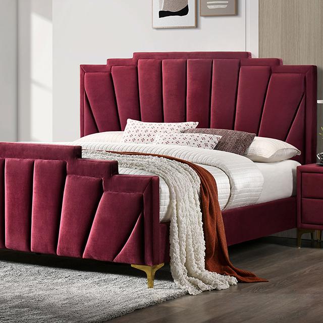 FLORIZEL Cal.King, E.King & Queen Bed, Black & Red - Visions in Furniture (La Mirada, CA)