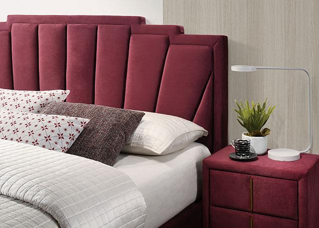 FLORIZEL Cal.King, E.King & Queen Bed, Black & Red - Visions in Furniture (La Mirada, CA)