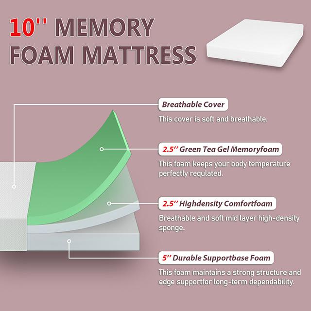 Forsythia 10" Queen Green Tea Gel Memory Foam - Visions in Furniture (La Mirada, CA)