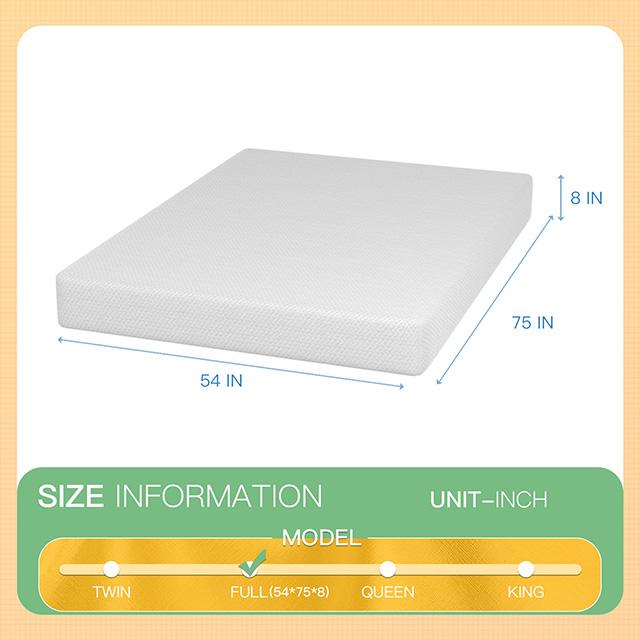Forsythia 8" Full Green Tea Gel Memory Foam - Visions in Furniture (La Mirada, CA)