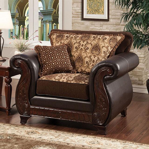 Franklin Dark Brown/Tan Chair With Pu In Brown - Visions in Furniture (La Mirada, CA)