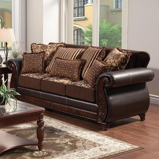 Franklin Dark Brown/Tan Sofa, Dark Brown - Visions in Furniture (La Mirada, CA)