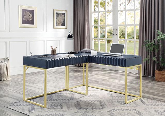 FREIBURG Corner Desk, Antique Blue - Visions in Furniture (La Mirada, CA)