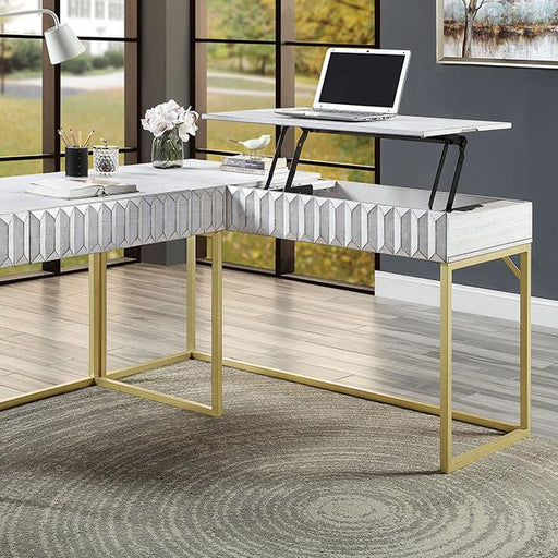 FREIBURG Corner Desk, Antique White - Visions in Furniture (La Mirada, CA)