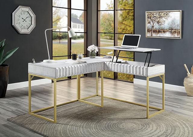 FREIBURG Corner Desk, Antique White - Visions in Furniture (La Mirada, CA)