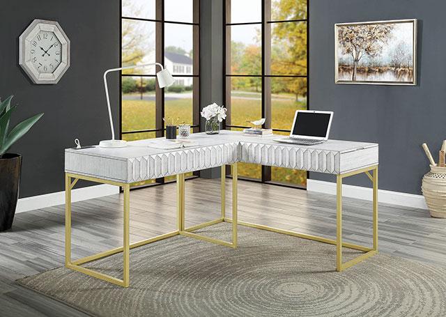 FREIBURG Corner Desk, Antique White - Visions in Furniture (La Mirada, CA)