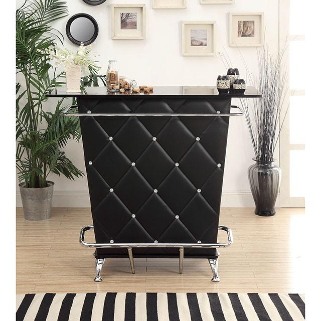Fuero Black/Chrome Bar Table (K/D) - Visions in Furniture (La Mirada, CA)