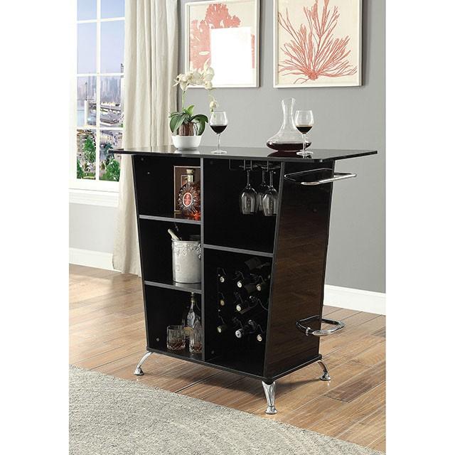 Fuero Black/Chrome Bar Table (K/D) - Visions in Furniture (La Mirada, CA)