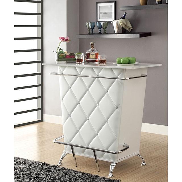 Fuero White/Chrome Bar Table (K/D) - Visions in Furniture (La Mirada, CA)