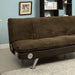 GALLAGHER Dark Brown/Chrome Futon Sofa w/ Bluetooth Speaker, Brown - Visions in Furniture (La Mirada, CA)