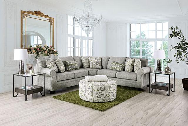 GARDNER Ottoman, Gray/Green - Visions in Furniture (La Mirada, CA)