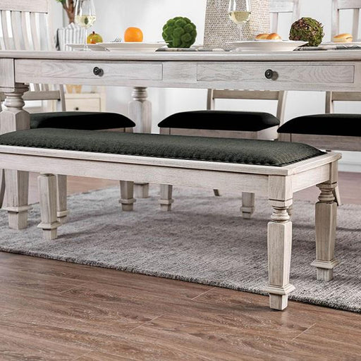 Georgia Antique White/Gray Bench - Visions in Furniture (La Mirada, CA)