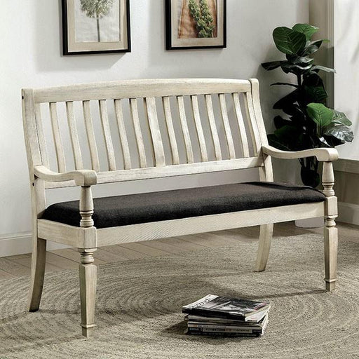 Georgia Antique White/Gray Love Seat Bench - Visions in Furniture (La Mirada, CA)