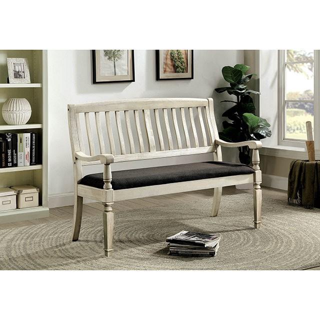 Georgia Antique White/Gray Love Seat Bench - Visions in Furniture (La Mirada, CA)