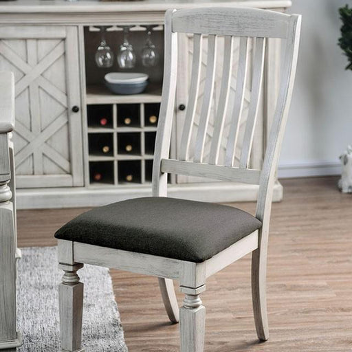 Georgia Antique White/Gray Side Chair (2/CTN) - Visions in Furniture (La Mirada, CA)