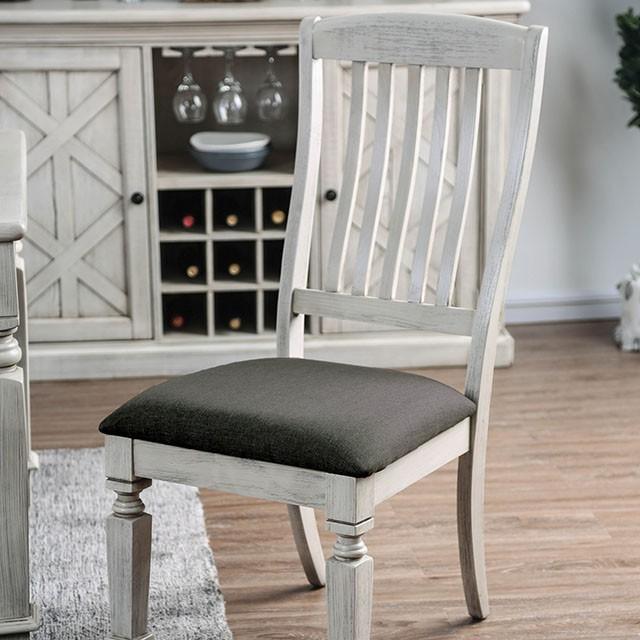 Georgia Antique White/Gray Side Chair (2/CTN) - Visions in Furniture (La Mirada, CA)