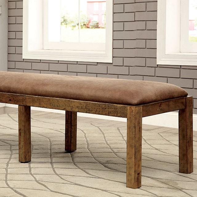 GIANNA Rustic Pine Fabric Bench - Visions in Furniture (La Mirada, CA)