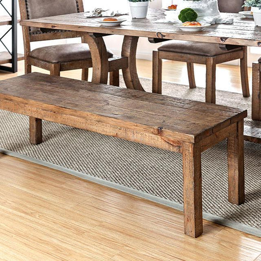 GIANNA Rustic Pine Wooden Bench - Visions in Furniture (La Mirada, CA)