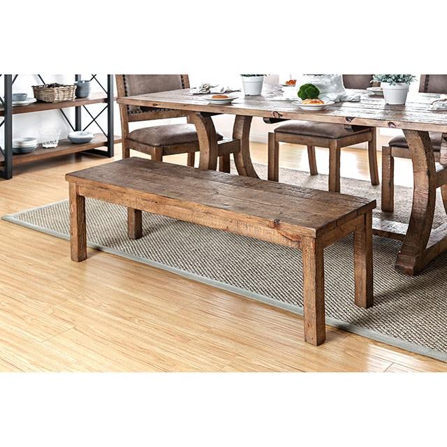 GIANNA Rustic Pine Wooden Bench - Visions in Furniture (La Mirada, CA)