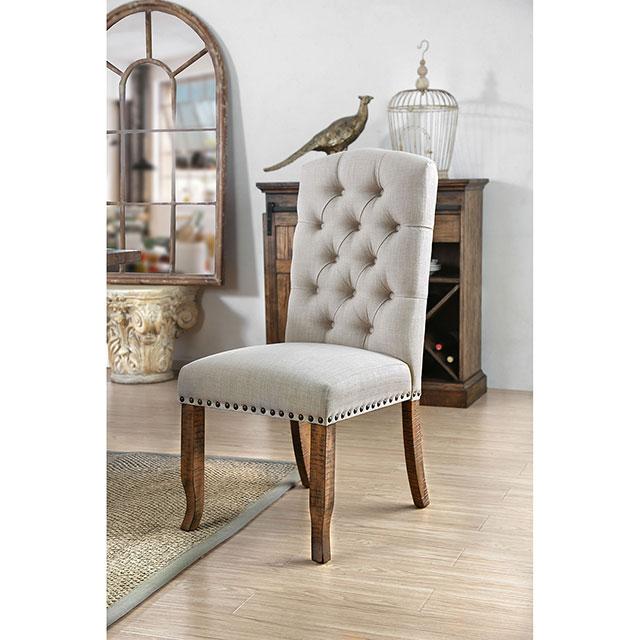 Gianna Rustic Pine/Ivory Side Chair (2/CTN) - Visions in Furniture (La Mirada, CA)