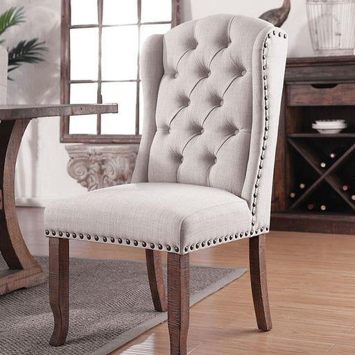 Gianna Rustic Pine/Ivory Wingback Chair (2/CTN) - Visions in Furniture (La Mirada, CA)