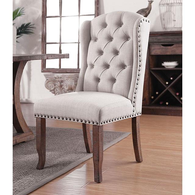 Gianna Rustic Pine/Ivory Wingback Chair (2/CTN) - Visions in Furniture (La Mirada, CA)
