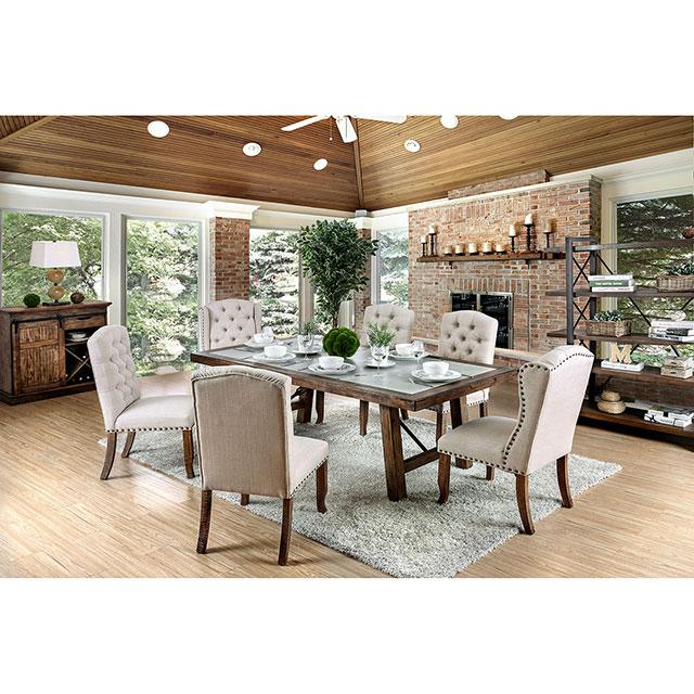 Gianna Rustic Pine/Ivory Wingback Chair (2/CTN) - Visions in Furniture (La Mirada, CA)
