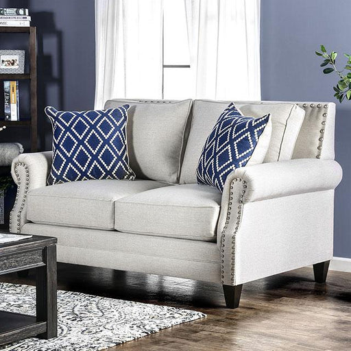 Giovanni Beige/Blue Love Seat - Visions in Furniture (La Mirada, CA)