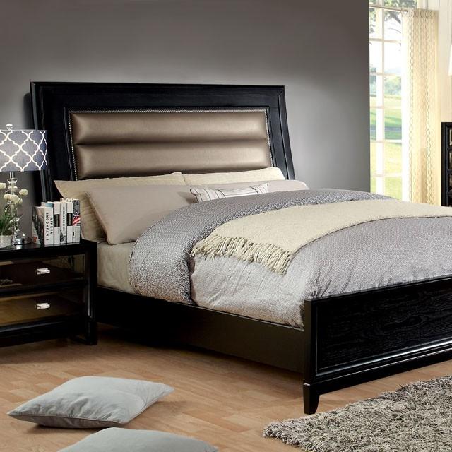 Golva Bed Beige & Black - Visions in Furniture (La Mirada, CA)