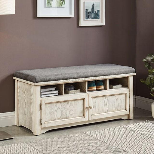 Gwebdolyn Weather White Shoe Bench - Visions in Furniture (La Mirada, CA)