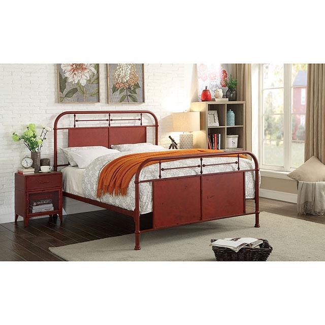 Haldus Cal.King, E.King, & Twin Bed White, Ivory, & Red - Visions in Furniture (La Mirada, CA)