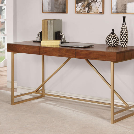 Halstein Light Walnut/Gold Desk - Visions in Furniture (La Mirada, CA)