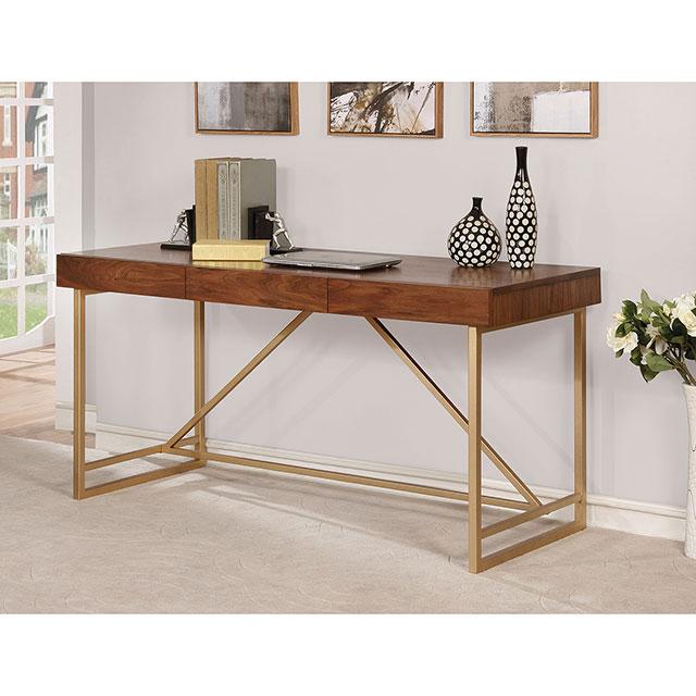 Halstein Light Walnut/Gold Desk - Visions in Furniture (La Mirada, CA)