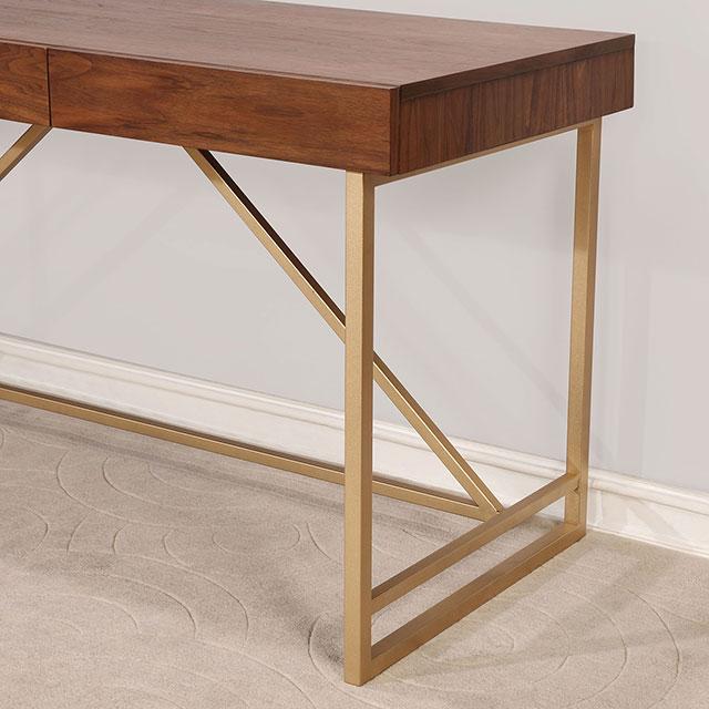Halstein Light Walnut/Gold Desk - Visions in Furniture (La Mirada, CA)