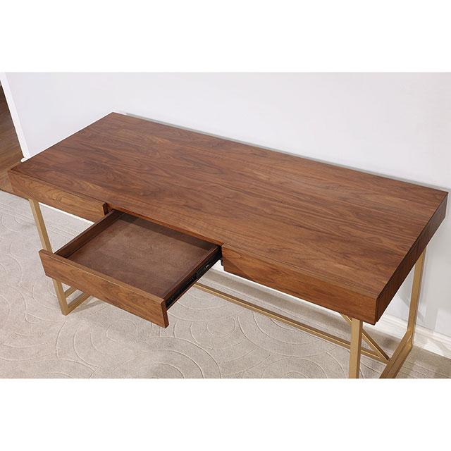 Halstein Light Walnut/Gold Desk - Visions in Furniture (La Mirada, CA)