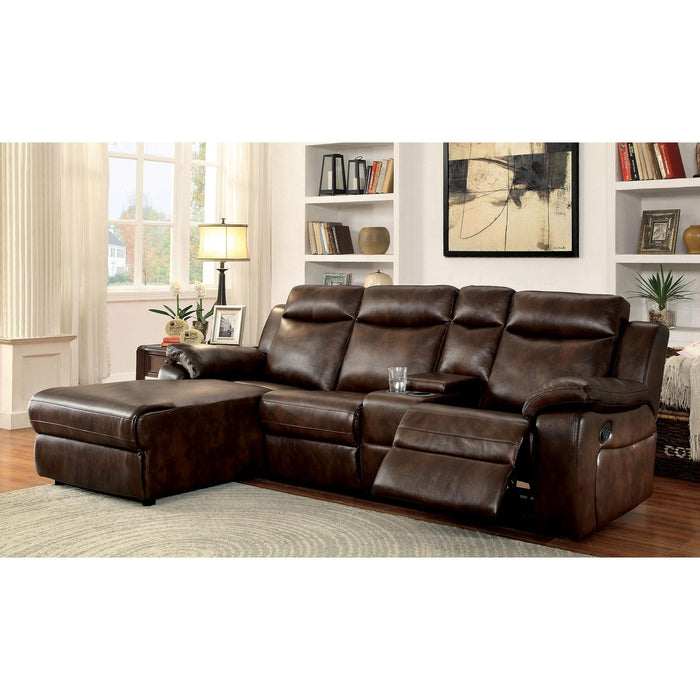 Hardy Brown Sectional w/ Console, Brown - Visions in Furniture (La Mirada, CA)