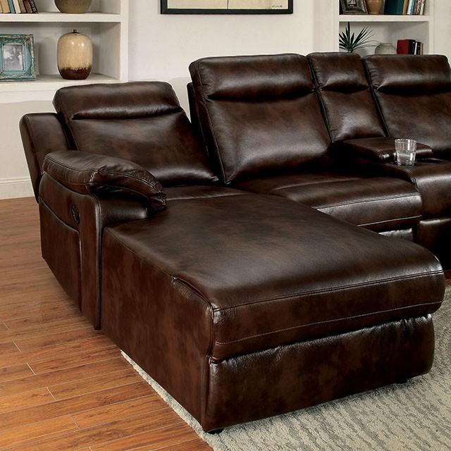 Hardy Brown Sectional w/ Console, Brown - Visions in Furniture (La Mirada, CA)