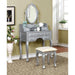 Harriet Silver Vanity w/ Stool - Visions in Furniture (La Mirada, CA)