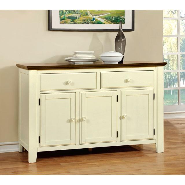 HARRISBURG Vintage White/Dark Oak Server - Visions in Furniture (La Mirada, CA)
