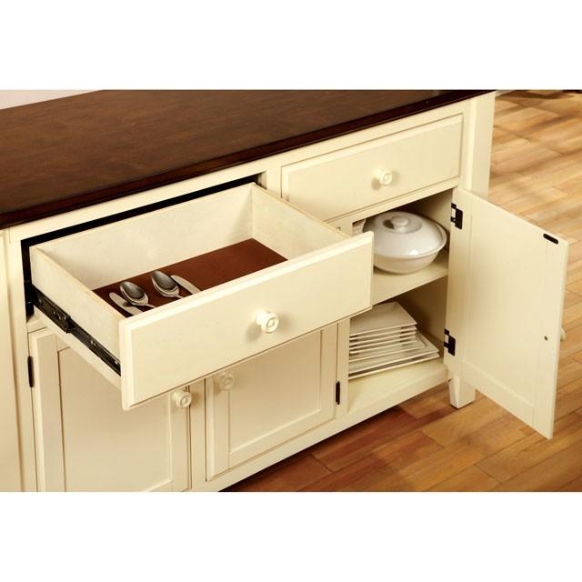 HARRISBURG Vintage White/Dark Oak Server - Visions in Furniture (La Mirada, CA)