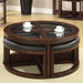 Crystal Cove II Dark Walnut Round Coffee Table w/ 4 Stools - Visions in Furniture (La Mirada, CA)